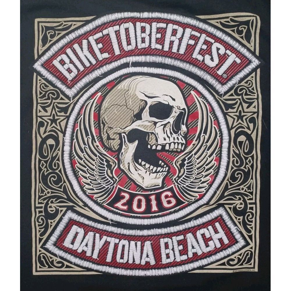 Biketoberfest Shirt Mens S Black Daytona Beach 2016 Motorcycle Biker Embroidered